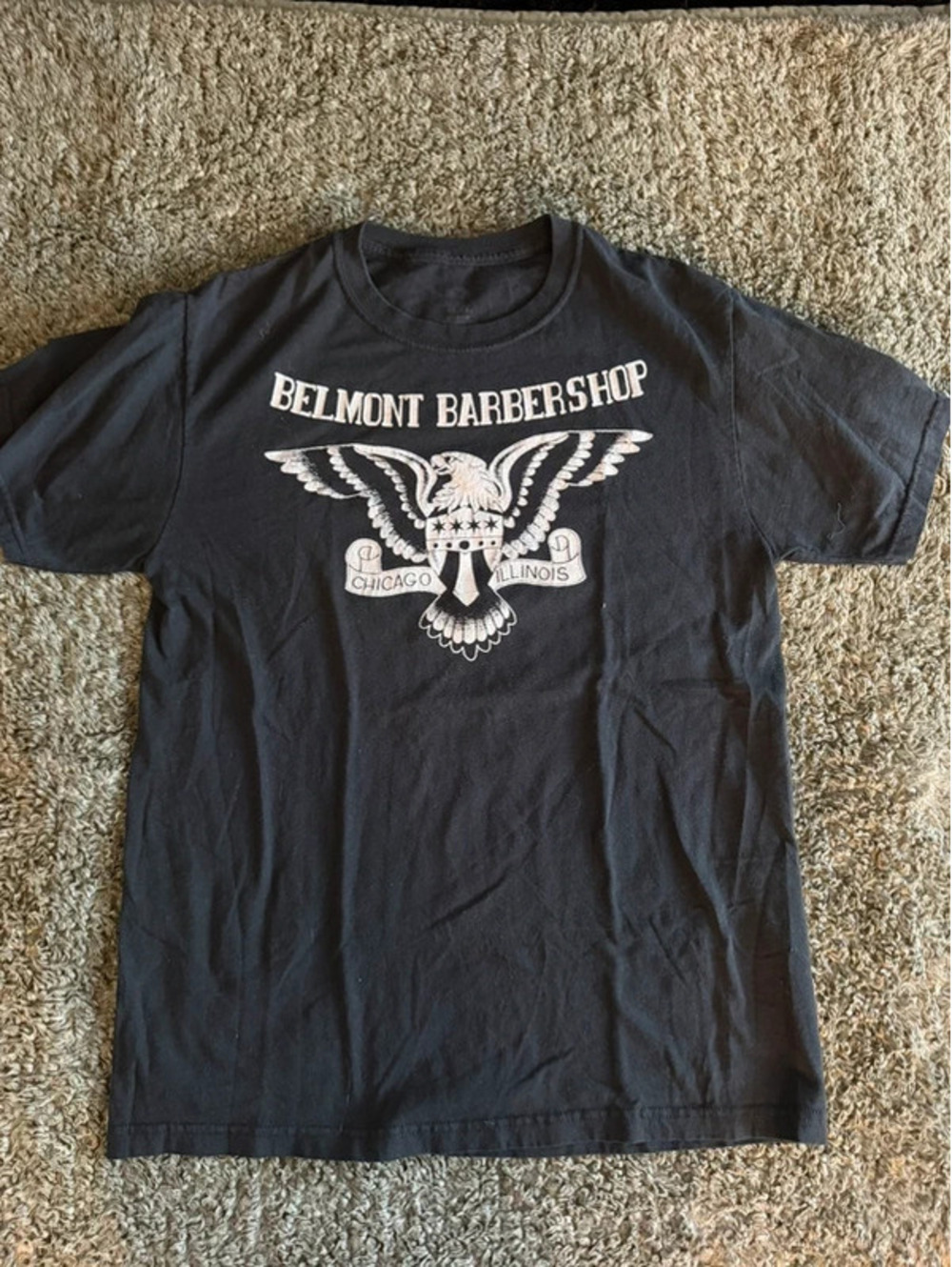 Belmont Barbershop Chicago Illinois Black Graphic T-Shirt Size Large